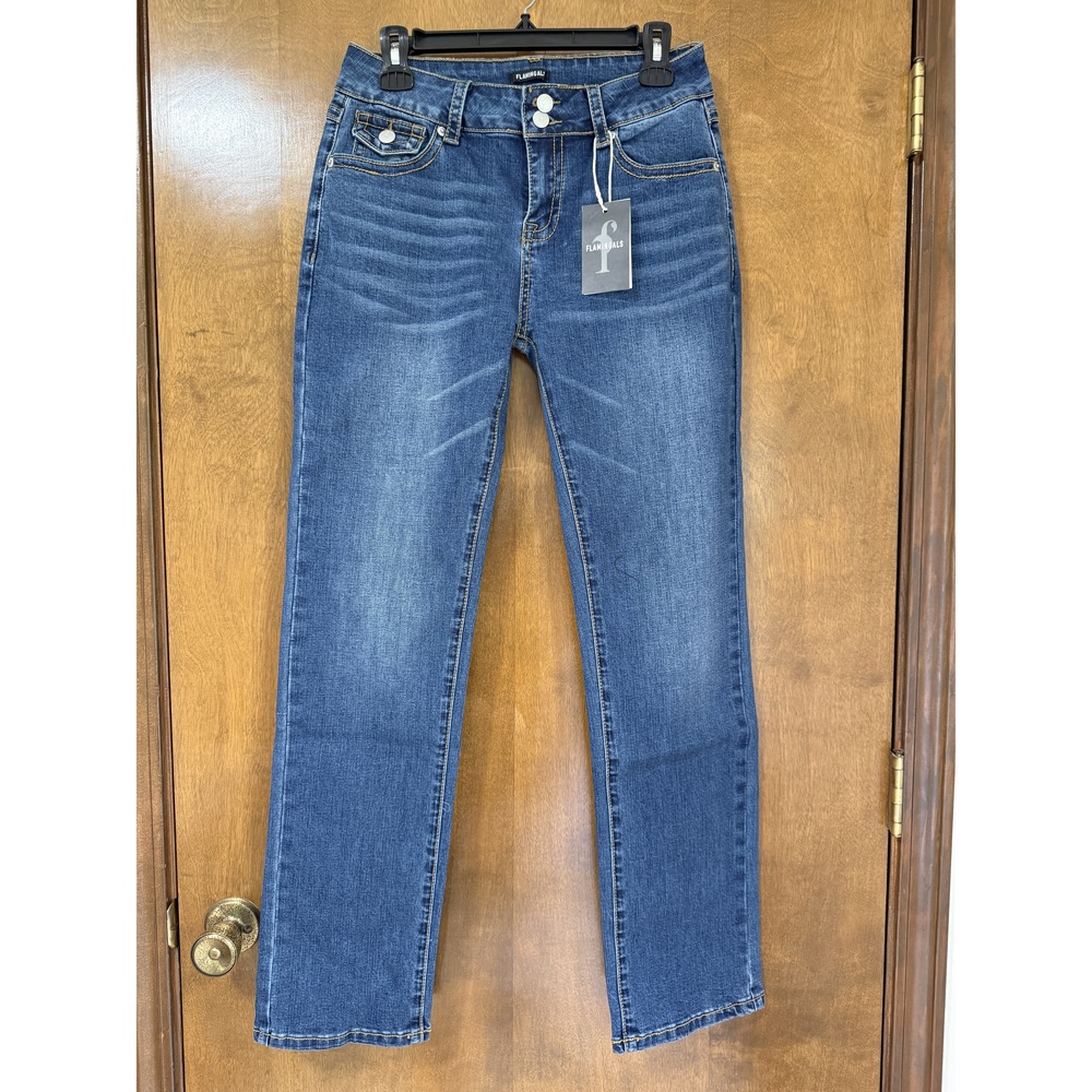 Bootcut Straight Leg, High Waist, Butt Lifting - Dual Button Stretch Jeans